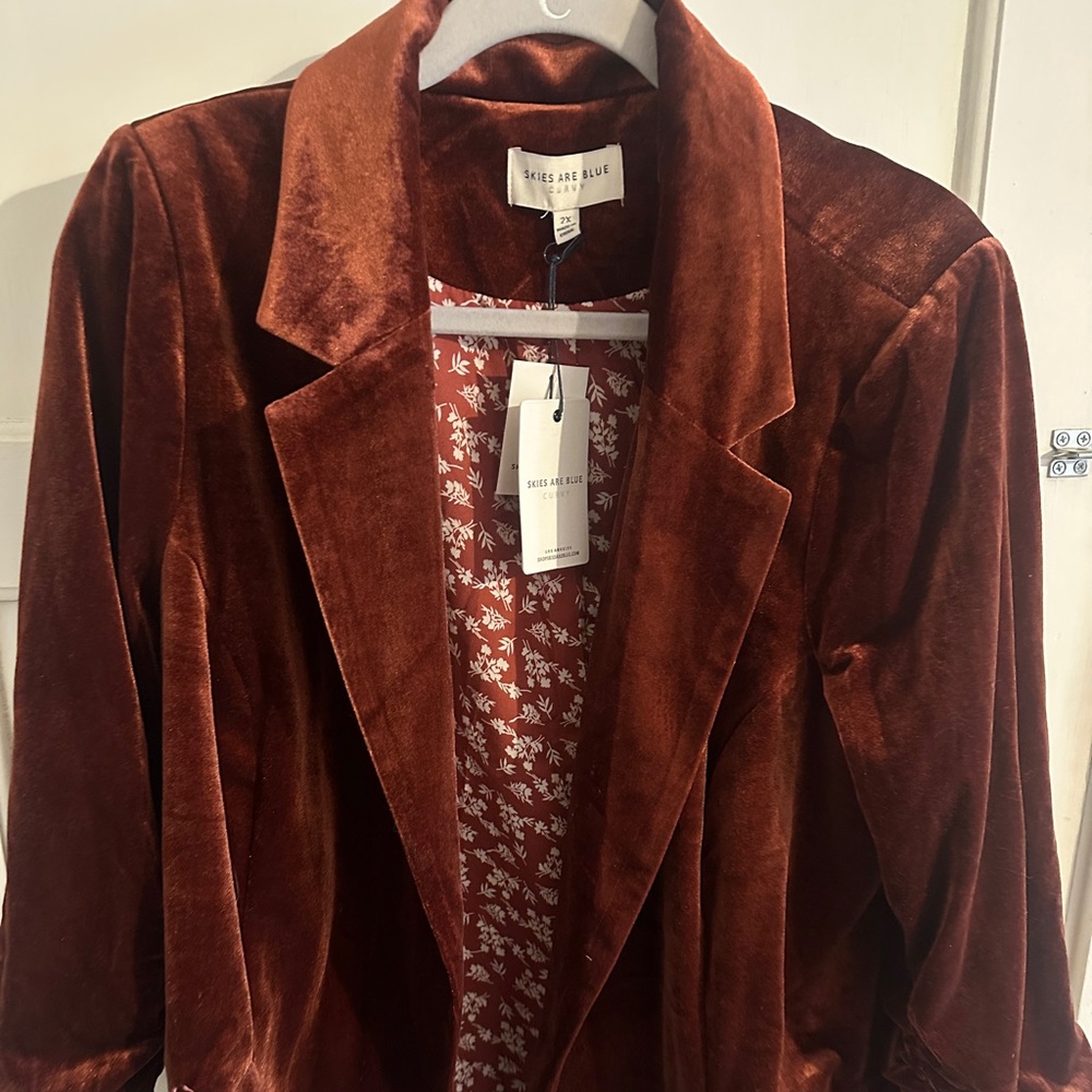 Skies Are Blue | Rich Brown Velvet Blazer
